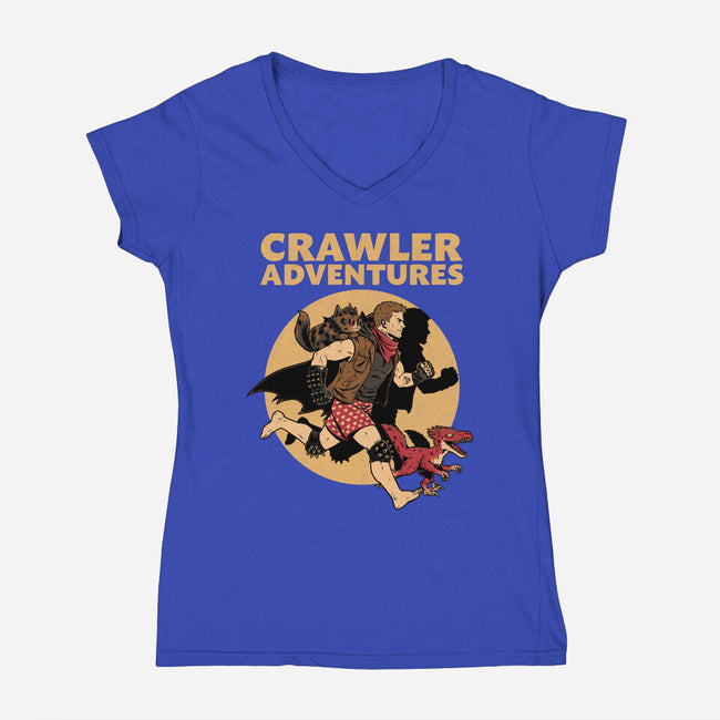 Dungeon Crawler Adventures-Womens-V-Neck-Tee-Studio Mootant