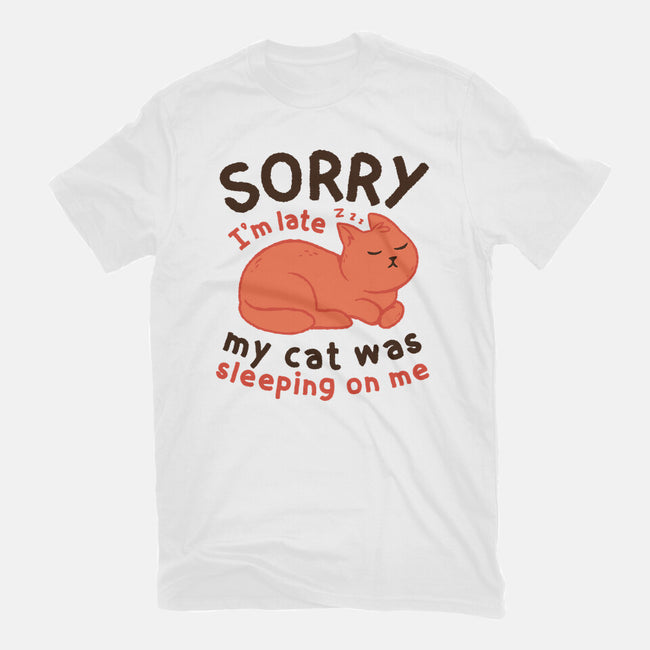 My Cat Was Sleeping On Me-Womens-Basic-Tee-brunopires
