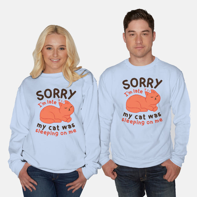 My Cat Was Sleeping On Me-Unisex-Crew Neck-Sweatshirt-brunopires