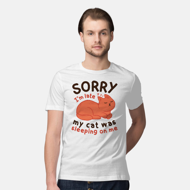My Cat Was Sleeping On Me-Mens-Premium-Tee-brunopires
