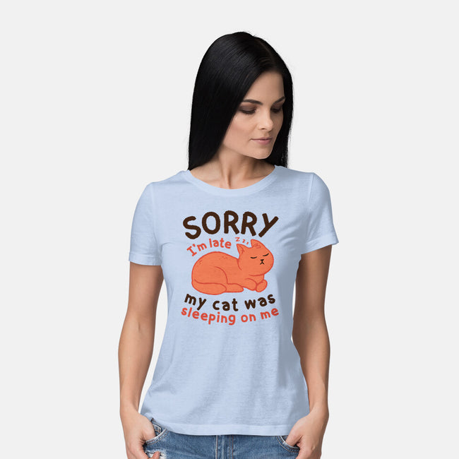 My Cat Was Sleeping On Me-Womens-Basic-Tee-brunopires
