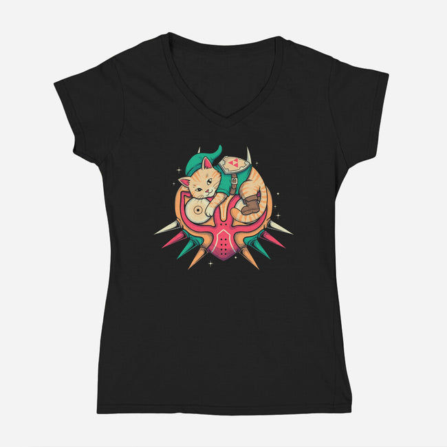 Hero Of Nap Time-Womens-V-Neck-Tee-Eoli Studio