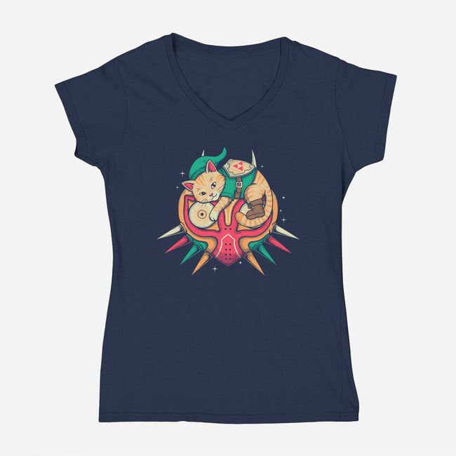 Hero Of Nap Time-Womens-V-Neck-Tee-Eoli Studio