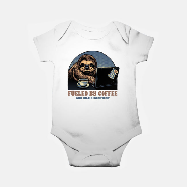 Fueled By Coffee And Mild Resentment-Baby-Basic-Onesie-glitchygorilla
