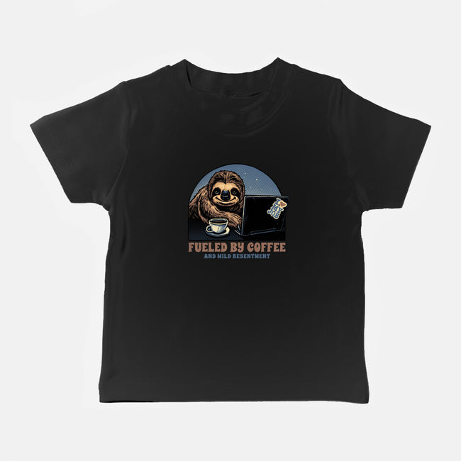 Fueled By Coffee And Mild Resentment-Baby-Basic-Tee-glitchygorilla
