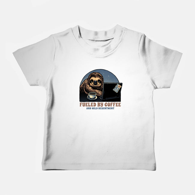 Fueled By Coffee And Mild Resentment-Baby-Basic-Tee-glitchygorilla