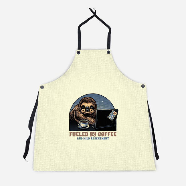 Fueled By Coffee And Mild Resentment-Unisex-Kitchen-Apron-glitchygorilla