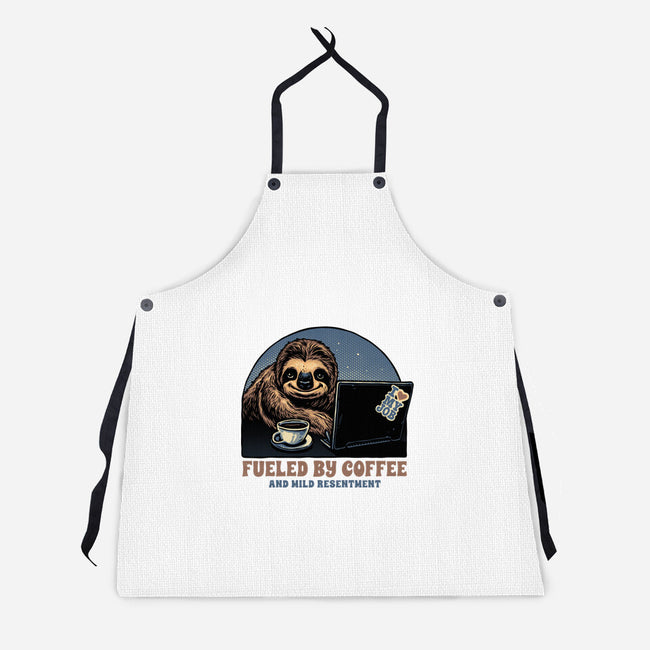 Fueled By Coffee And Mild Resentment-Unisex-Kitchen-Apron-glitchygorilla
