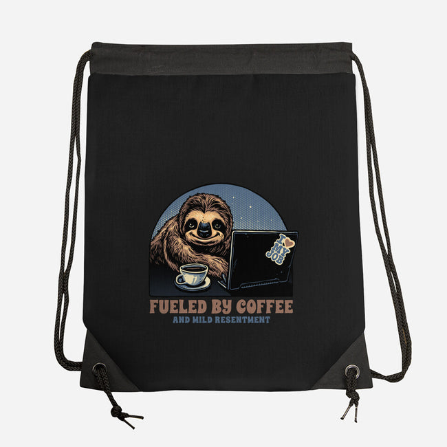 Fueled By Coffee And Mild Resentment-None-Drawstring-Bag-glitchygorilla