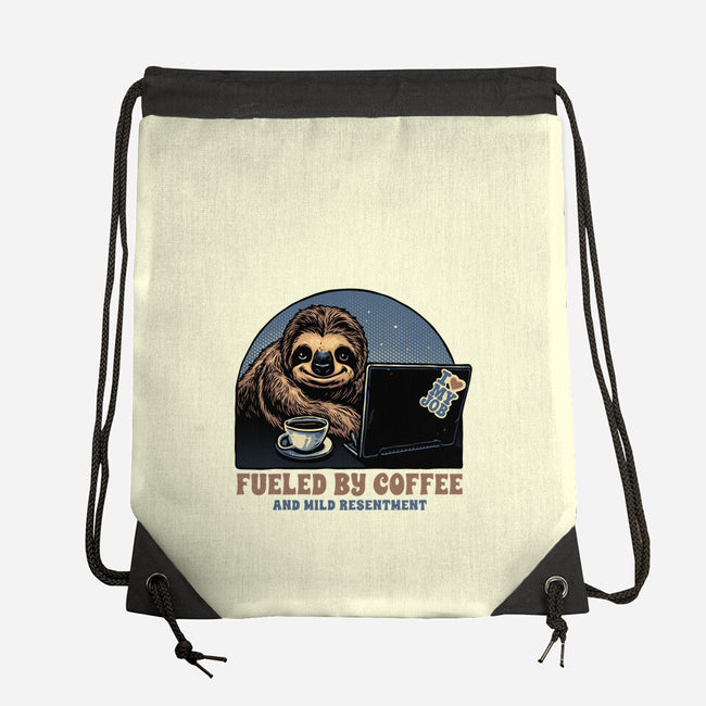 Fueled By Coffee And Mild Resentment-None-Drawstring-Bag-glitchygorilla