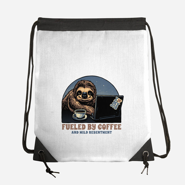Fueled By Coffee And Mild Resentment-None-Drawstring-Bag-glitchygorilla