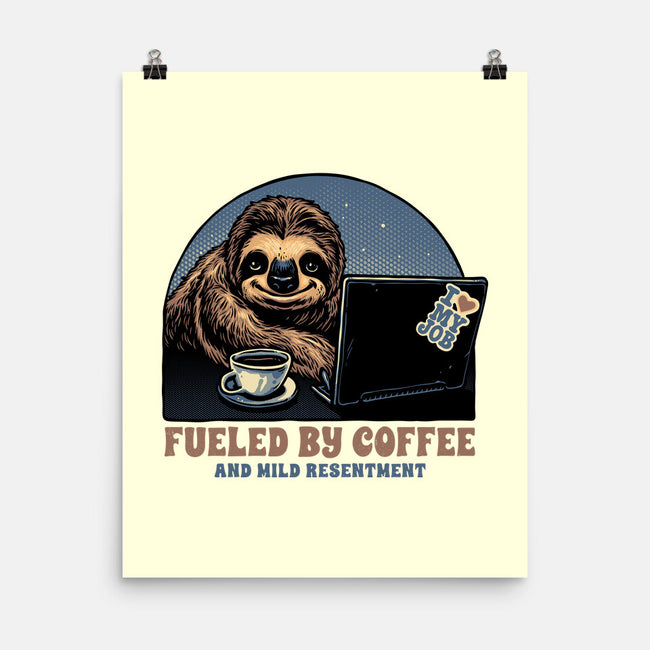 Fueled By Coffee And Mild Resentment-None-Matte-Poster-glitchygorilla