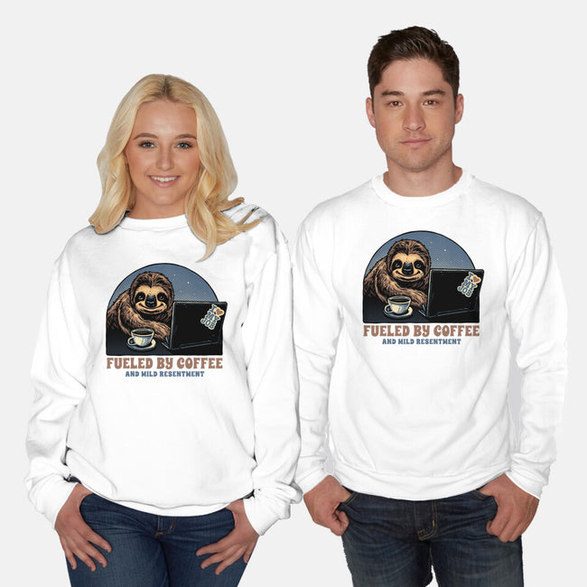 Fueled By Coffee And Mild Resentment-Unisex-Crew Neck-Sweatshirt-glitchygorilla