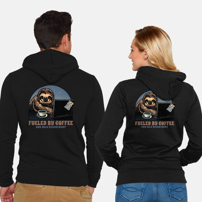 Fueled By Coffee And Mild Resentment-Unisex-Zip-Up-Sweatshirt-glitchygorilla