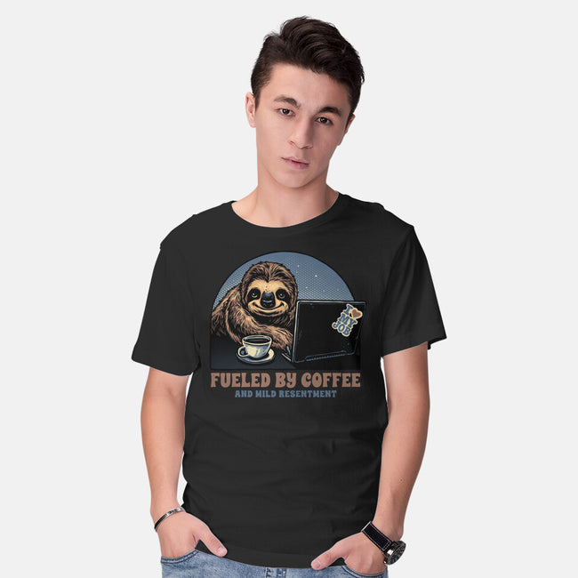 Fueled By Coffee And Mild Resentment-Mens-Basic-Tee-glitchygorilla