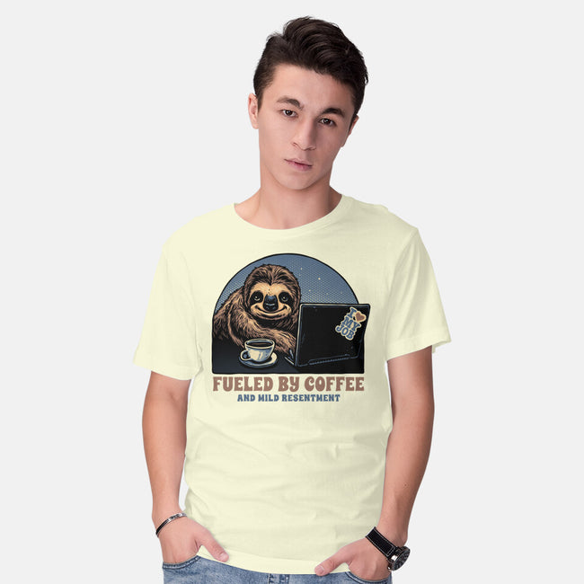 Fueled By Coffee And Mild Resentment-Mens-Basic-Tee-glitchygorilla