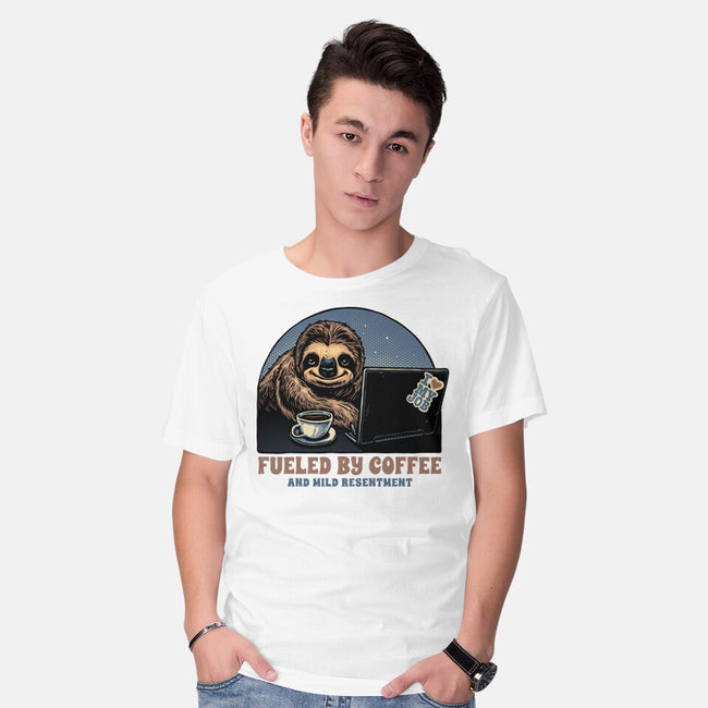 Fueled By Coffee And Mild Resentment-Mens-Basic-Tee-glitchygorilla