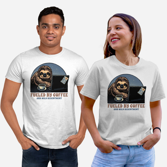 Fueled By Coffee And Mild Resentment-Unisex-Basic-Tee-glitchygorilla