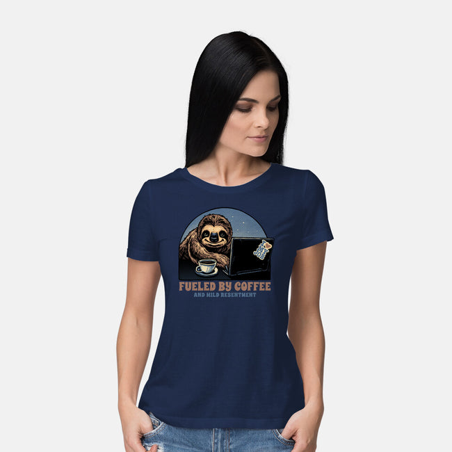 Fueled By Coffee And Mild Resentment-Womens-Basic-Tee-glitchygorilla