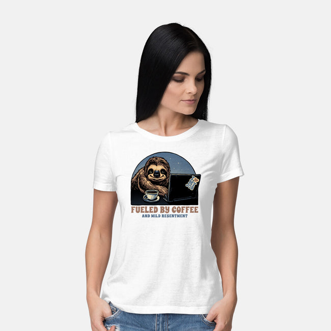 Fueled By Coffee And Mild Resentment-Womens-Basic-Tee-glitchygorilla