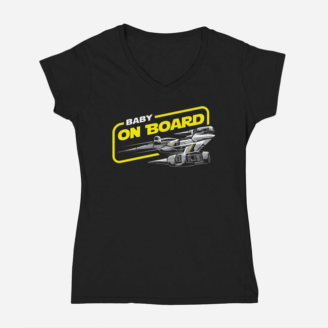 Baby On Board-Womens-V-Neck-Tee-arace