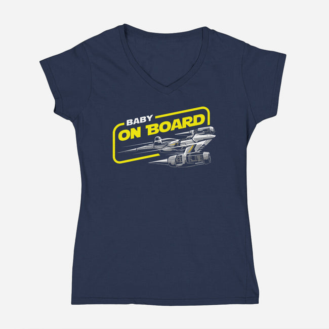 Baby On Board-Womens-V-Neck-Tee-arace