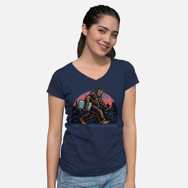 Email Doesn’t Find Me-Womens-V-Neck-Tee-glitchygorilla