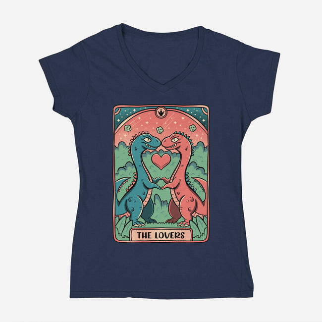Love Is Not Dead Cute Dinosaurs-Womens-V-Neck-Tee-tobefonseca