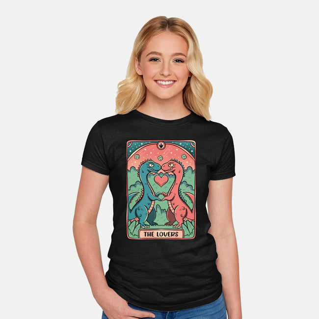 Love Is Not Dead Cute Dinosaurs-Womens-Fitted-Tee-tobefonseca