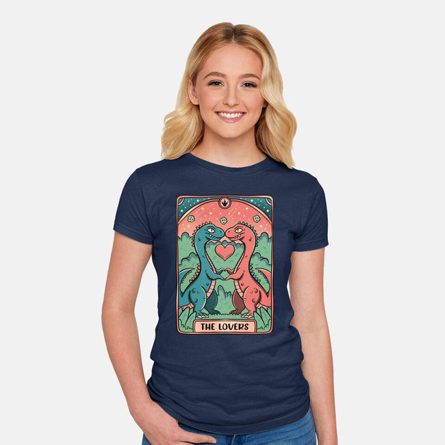Love Is Not Dead Cute Dinosaurs-Womens-Fitted-Tee-tobefonseca