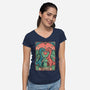 Love Is Not Dead Cute Dinosaurs-Womens-V-Neck-Tee-tobefonseca