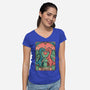 Love Is Not Dead Cute Dinosaurs-Womens-V-Neck-Tee-tobefonseca