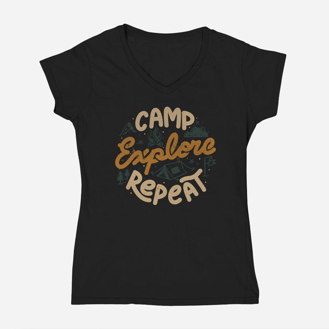 Camp Explore Repeat-Womens-V-Neck-Tee-tobefonseca