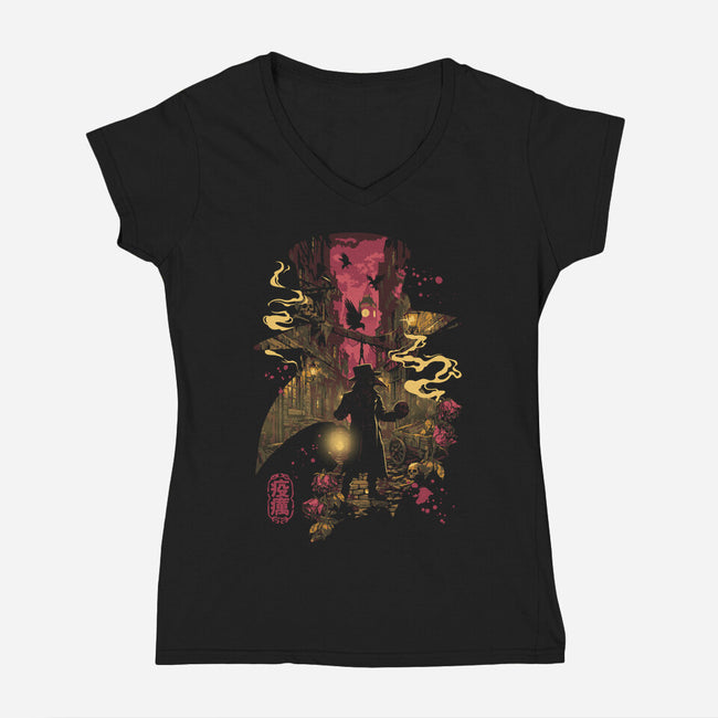 The Plague Doctor-Womens-V-Neck-Tee-Arinesart