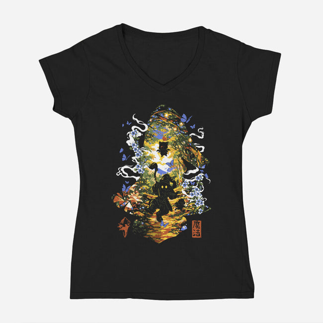 The Black Mage Of Dali-Womens-V-Neck-Tee-Arinesart