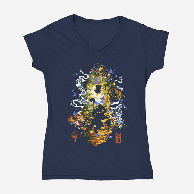 The Black Mage Of Dali-Womens-V-Neck-Tee-Arinesart