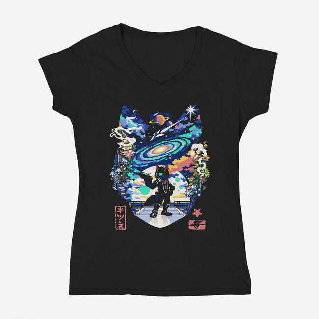 The Adventurer Fox-Womens-V-Neck-Tee-Arinesart