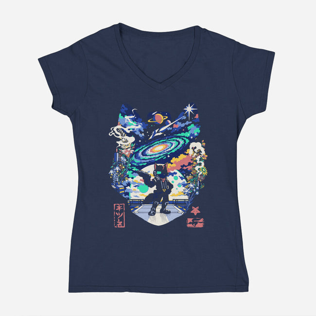 The Adventurer Fox-Womens-V-Neck-Tee-Arinesart
