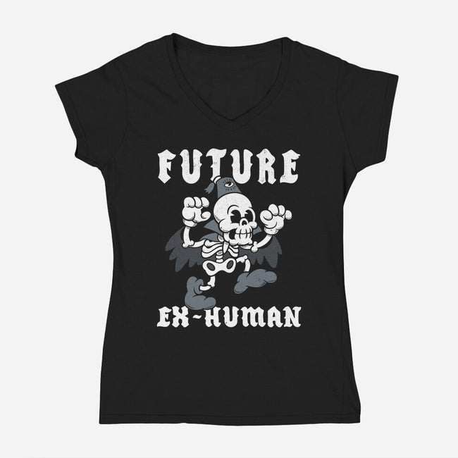 Future Ex-Human-Womens-V-Neck-Tee-Nemons