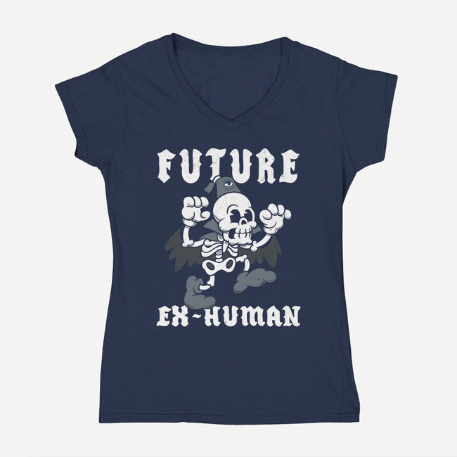 Future Ex-Human-Womens-V-Neck-Tee-Nemons