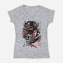 The Spider And The Symbiote Sumi-e-Womens-V-Neck-Tee-DrMonekers