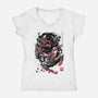 The Spider And The Symbiote Sumi-e-Womens-V-Neck-Tee-DrMonekers