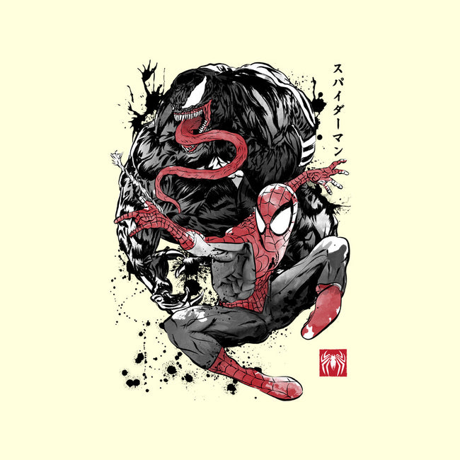 The Spider And The Symbiote Sumi-e-None-Adjustable Tote-Bag-DrMonekers
