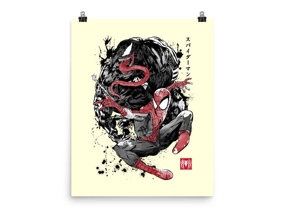 The Spider And The Symbiote Sumi-e
