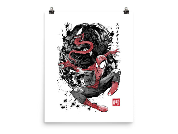 The Spider And The Symbiote Sumi-e