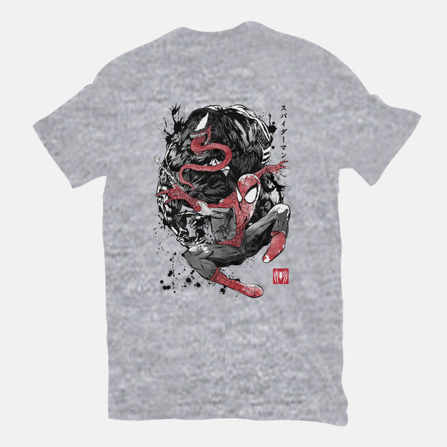 The Spider And The Symbiote Sumi-e-Mens-Heavyweight-Tee-DrMonekers