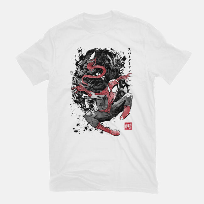 The Spider And The Symbiote Sumi-e-Unisex-Basic-Tee-DrMonekers