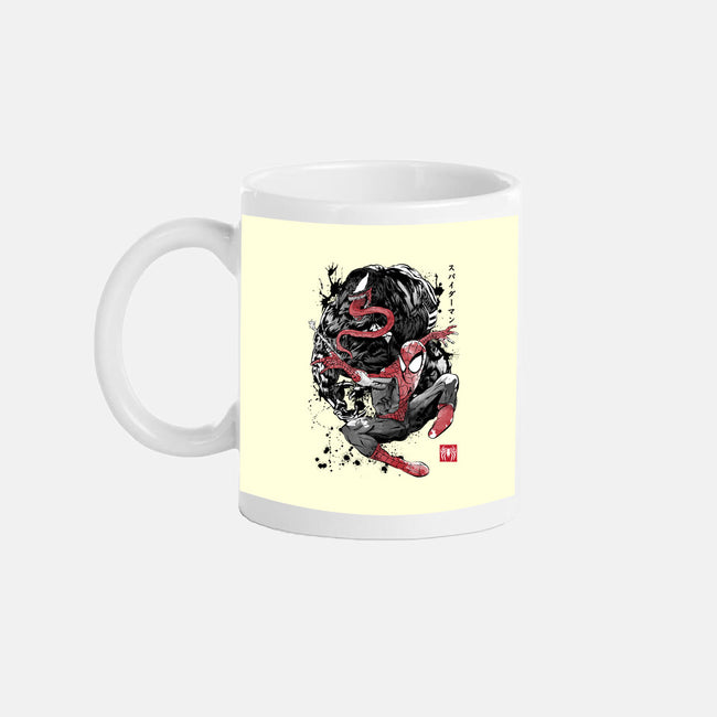 The Spider And The Symbiote Sumi-e-None-Mug-Drinkware-DrMonekers