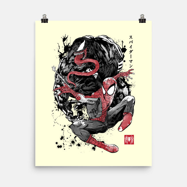 The Spider And The Symbiote Sumi-e-None-Matte-Poster-DrMonekers