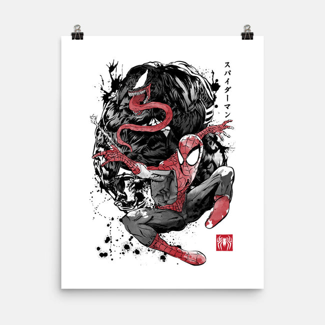 The Spider And The Symbiote Sumi-e-None-Matte-Poster-DrMonekers